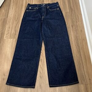 AE77 Stovepipe Jeans Dark Wash Wide Leg High Rise Denim Women's Size 10